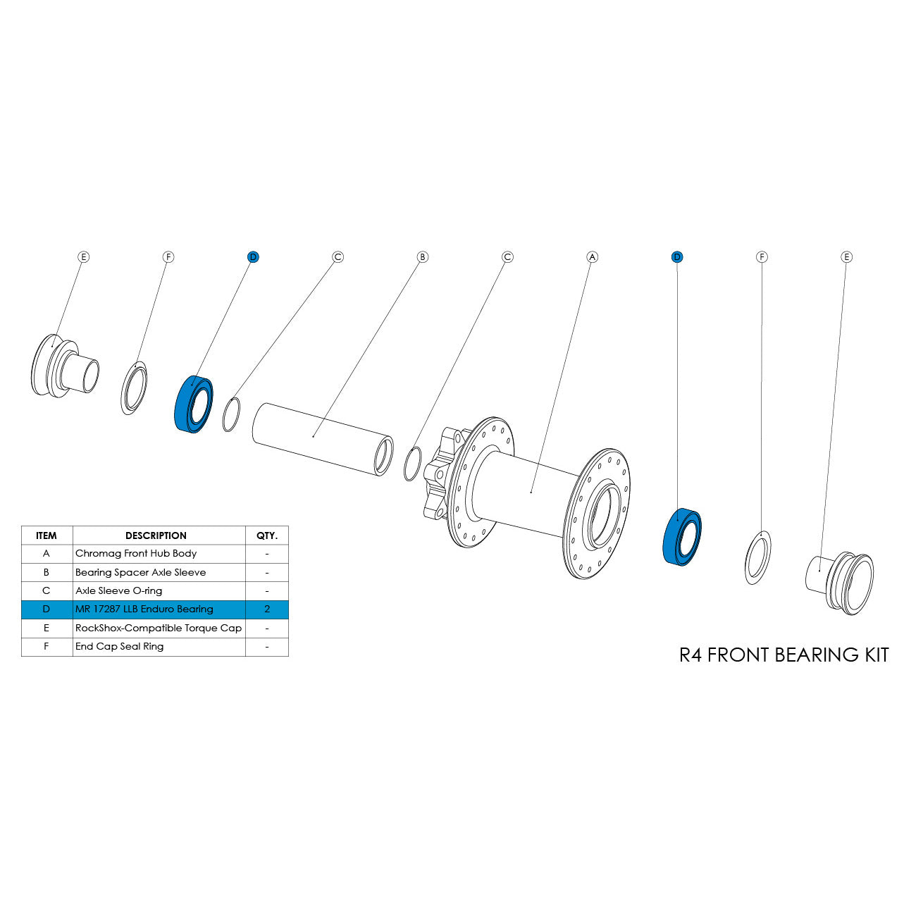 R4 Front Hub Parts MTB Mountain Bike Parts Chromag Bikes